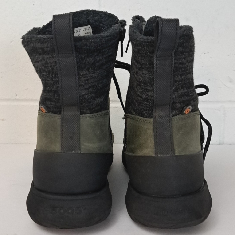 Bogs Olive Green and Black Winter Lace-Up Boots - Picture 9 of 16